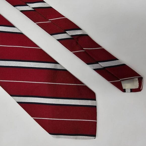 BROOKS BROTHERS MAKERS SILK TIE RED BLACK WHITE REPP STRIPE VINTAGE 3.25" X 60" - Picture 1 of 2